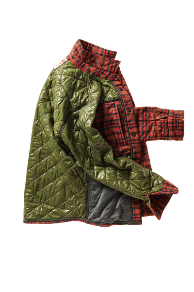 burnt red tweedy check-rollover