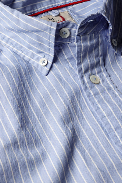 blue w/white stripe twill tall rollover