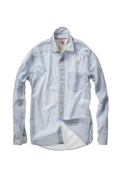 white w/blue dobby stripe