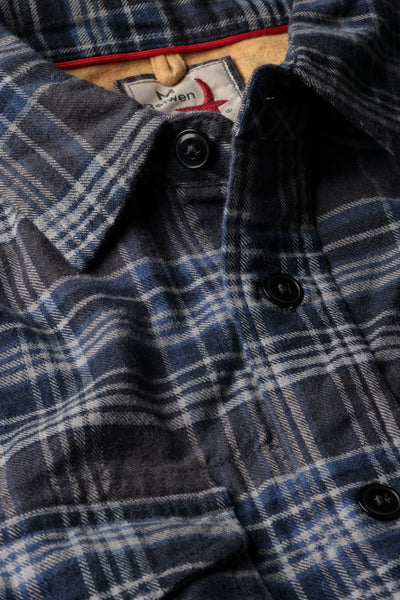 char/navy plaid tall rollover