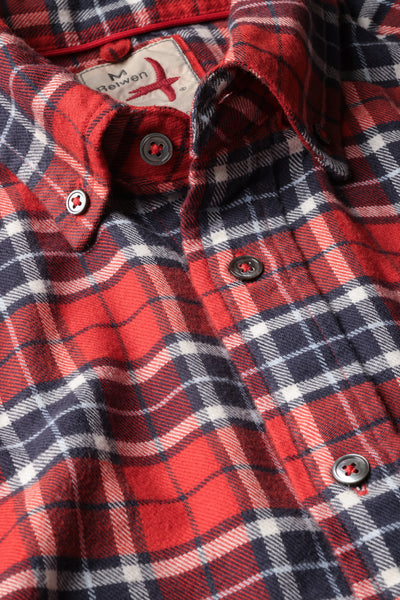 red/navy plaid tall rollover