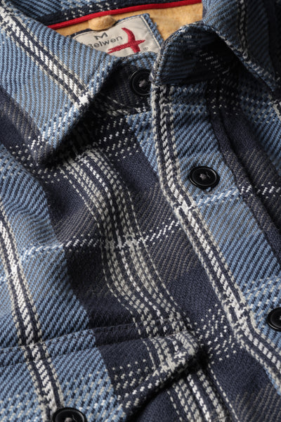 dk navy/blue/grey plaid tall rollover
