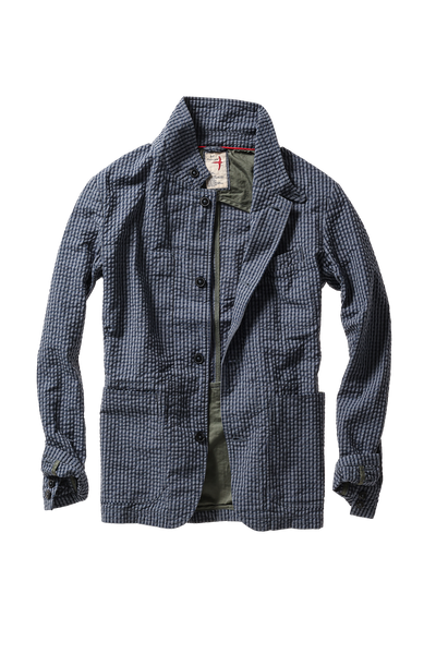 navy blue seersucker check