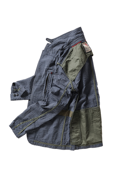 navy blue seersucker check-rollover