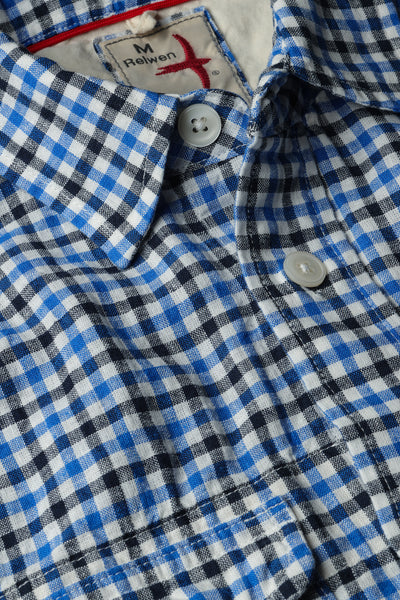 white/navy/blue gingham rollover tall