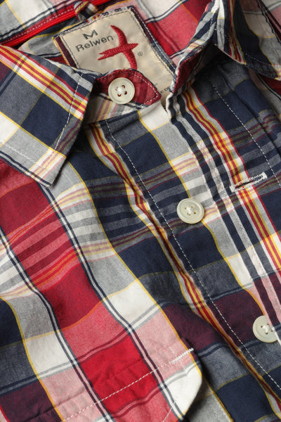 navy burgundy madras rollover tall