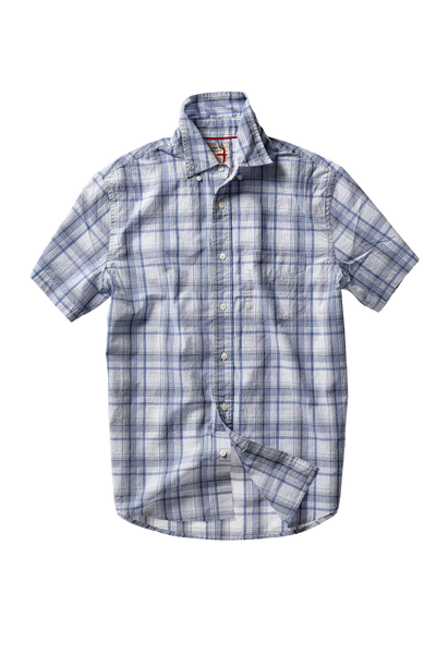white/blue graph plaid