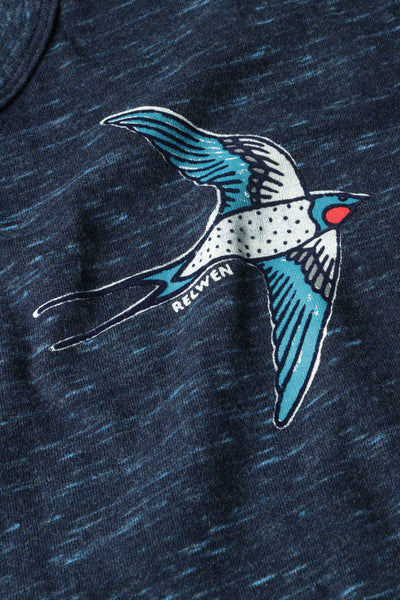 navy/blue striated (painted bird) tall rollover